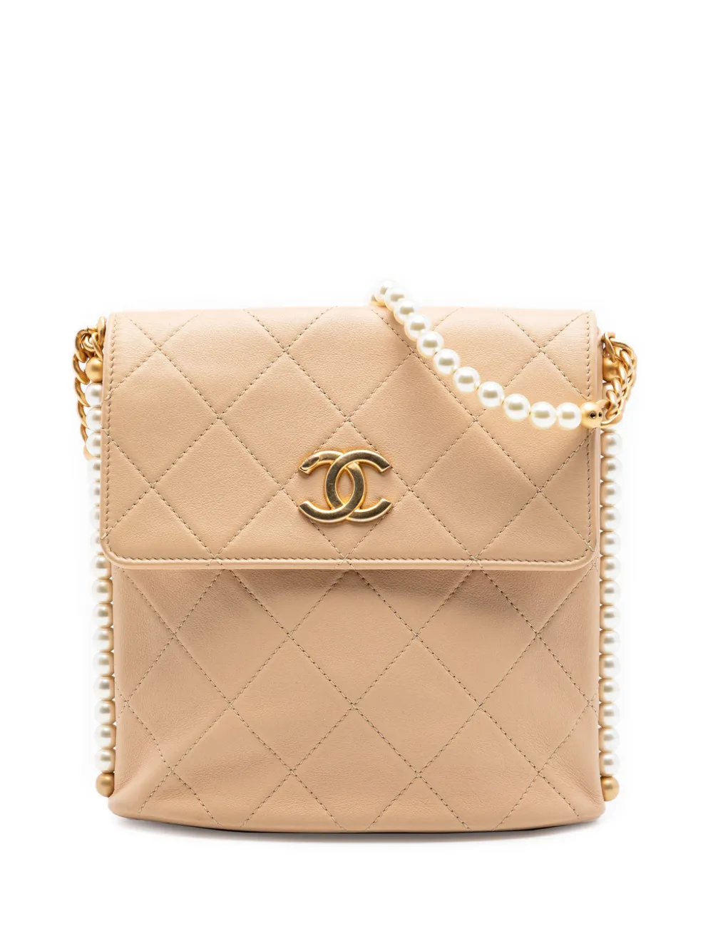 CHANEL Pre-Owned 2021 Small Quilted Calfskin About Pearls Hobo crossbody bag - Toni neutri