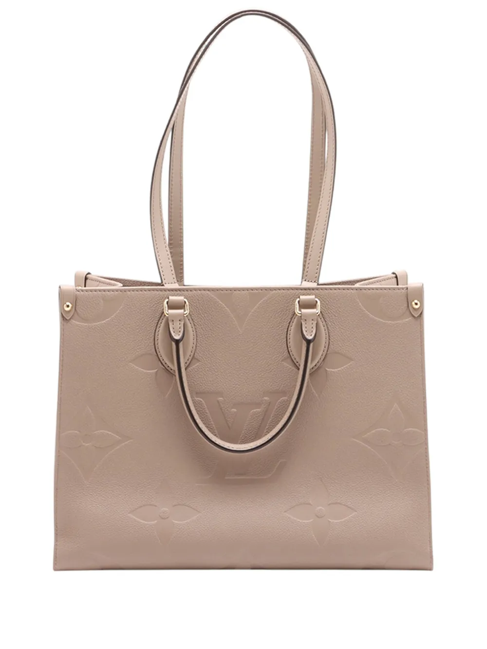 Pre-owned Louis Vuitton 2021-2026 Monogram Empreinte Onthego Mm Satchel In Neutral