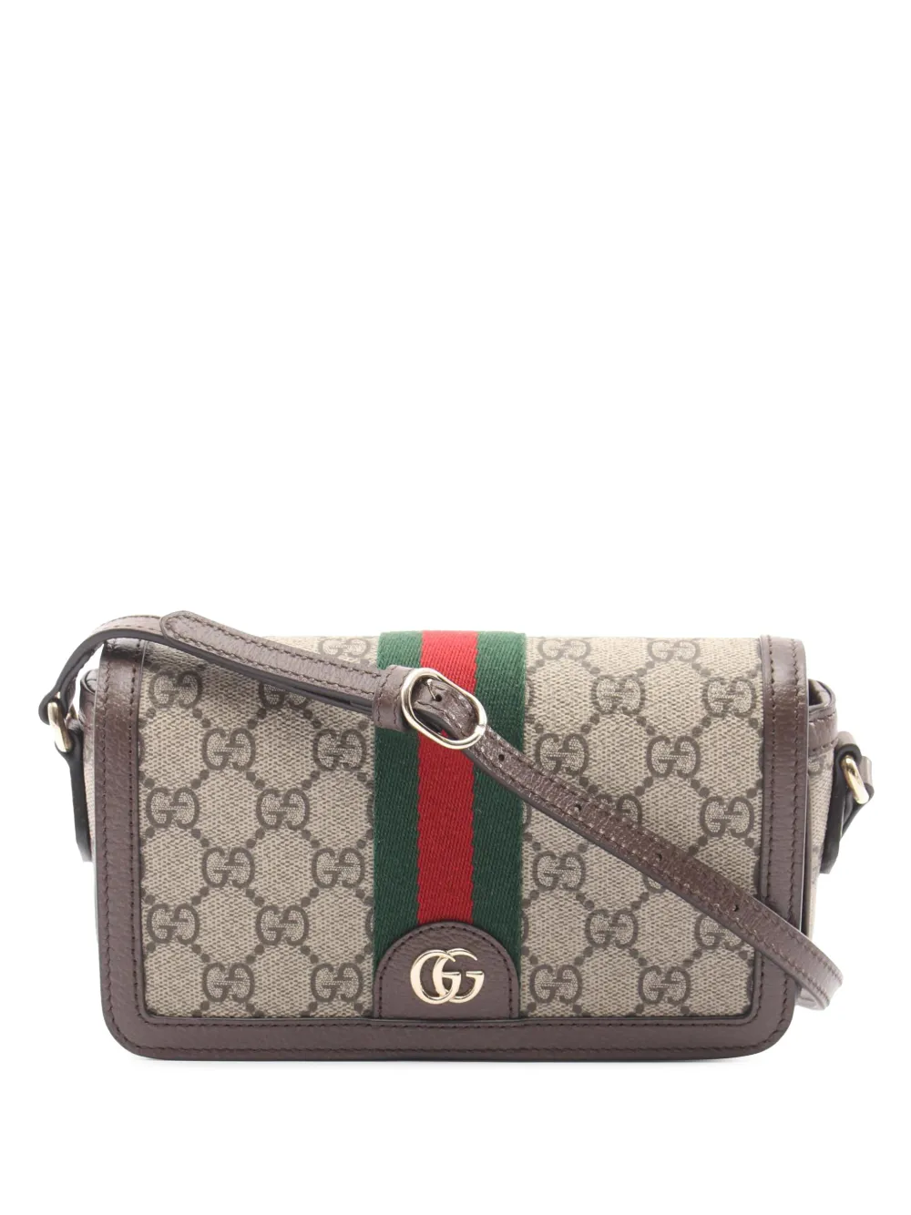 Gucci Pre-Owned 2016-2026 GG Supreme Web Ophidia Wallet on Strap crossbody bag - Neutrals