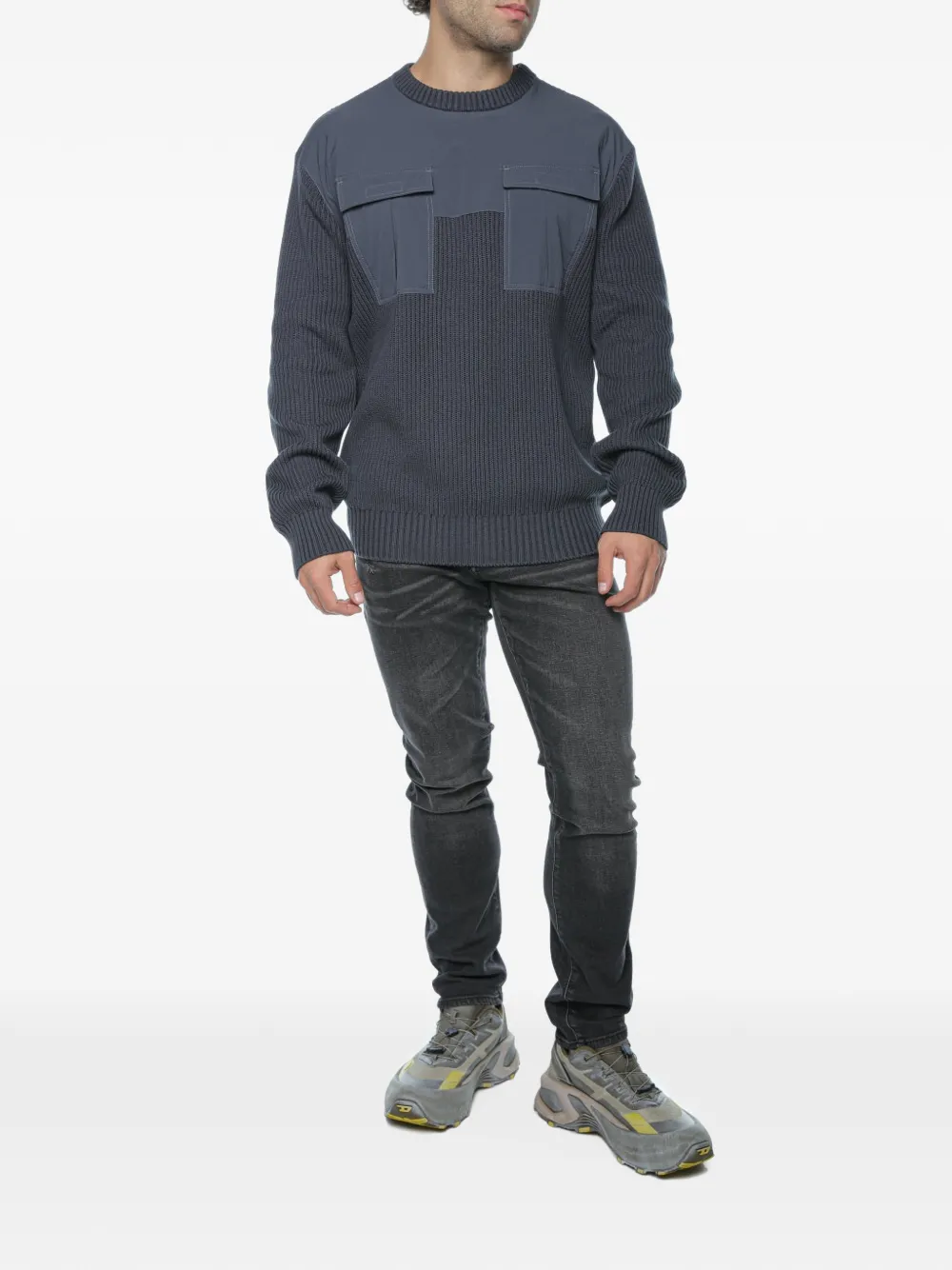 G-Star RAW woven-mix panelled sweater Blauw
