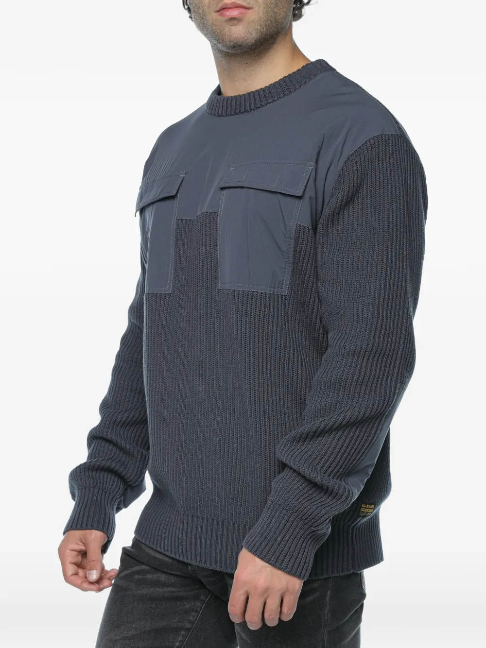 G-Star RAW woven-mix panelled sweater Blauw