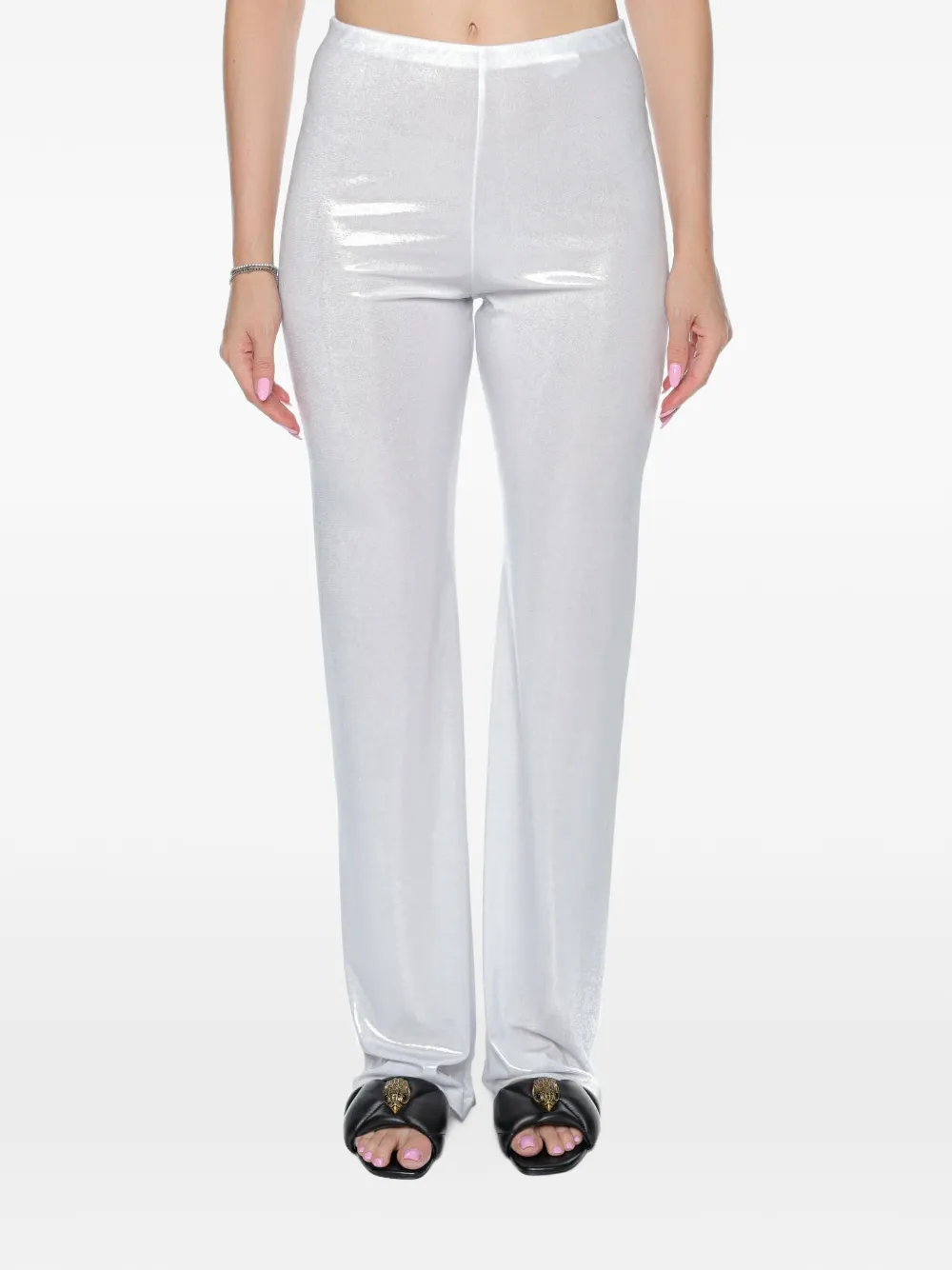Chiara Ferragni metallic cut-out trousers Zilver