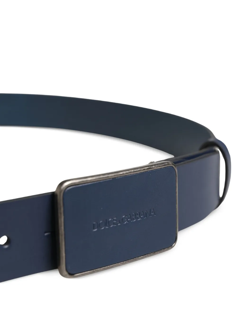 Dolce & Gabbana Leren riem met logoplakkaat Blauw