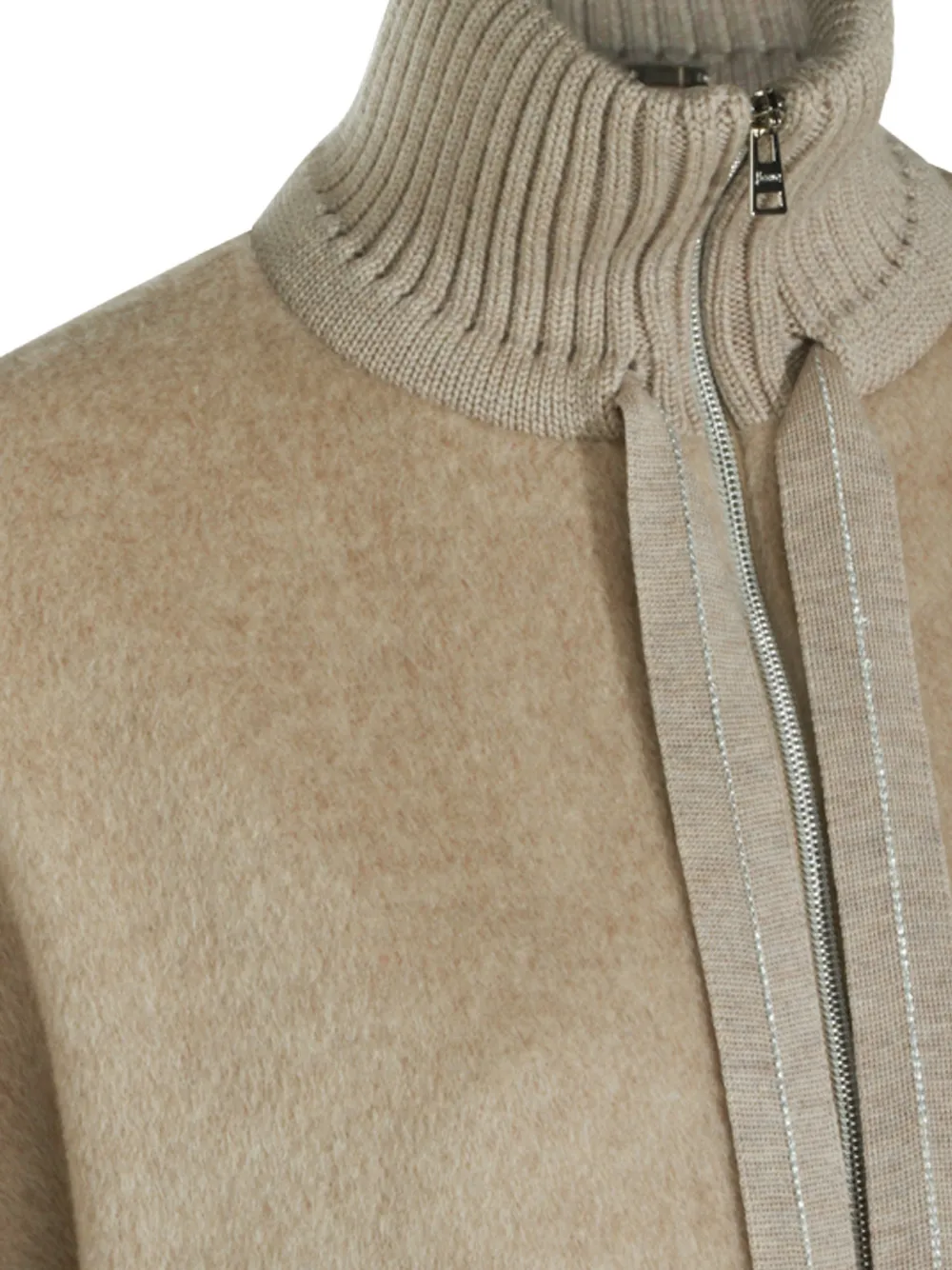 Herno Poncho met hoge hals en korte mouwen Beige