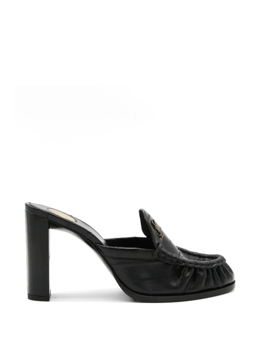 Saint Laurent Le Loafer loafers met monogram en blokhak Zwart