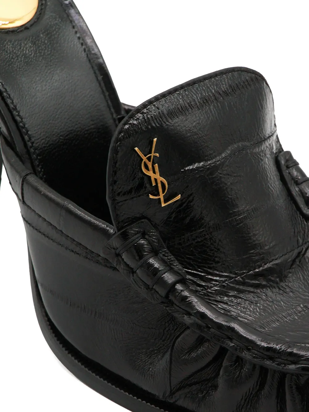 Saint Laurent Le Loafer loafers met monogram en blokhak Zwart