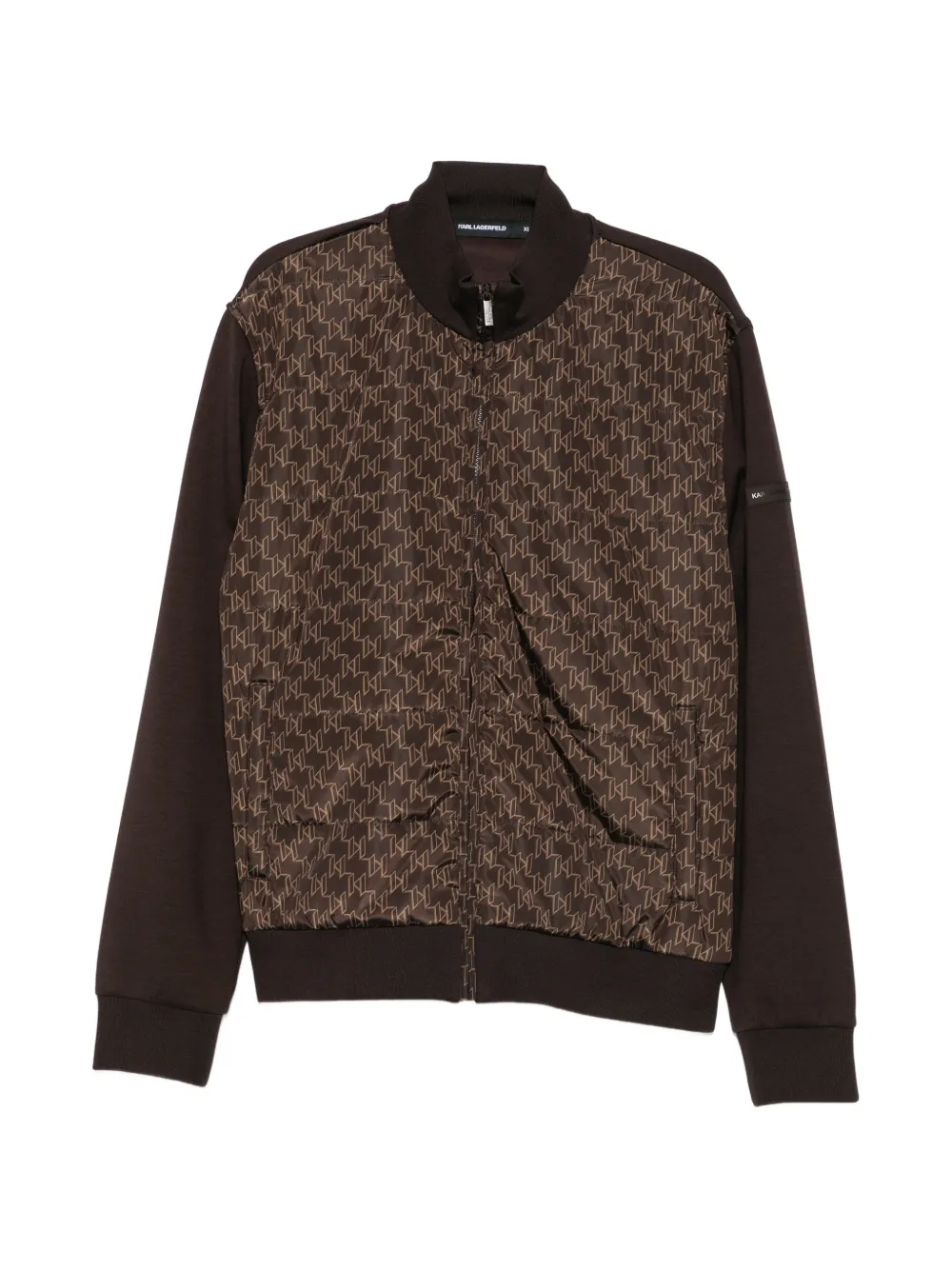 Karl Lagerfeld monogram-print zip-up bomber jacket - Brown