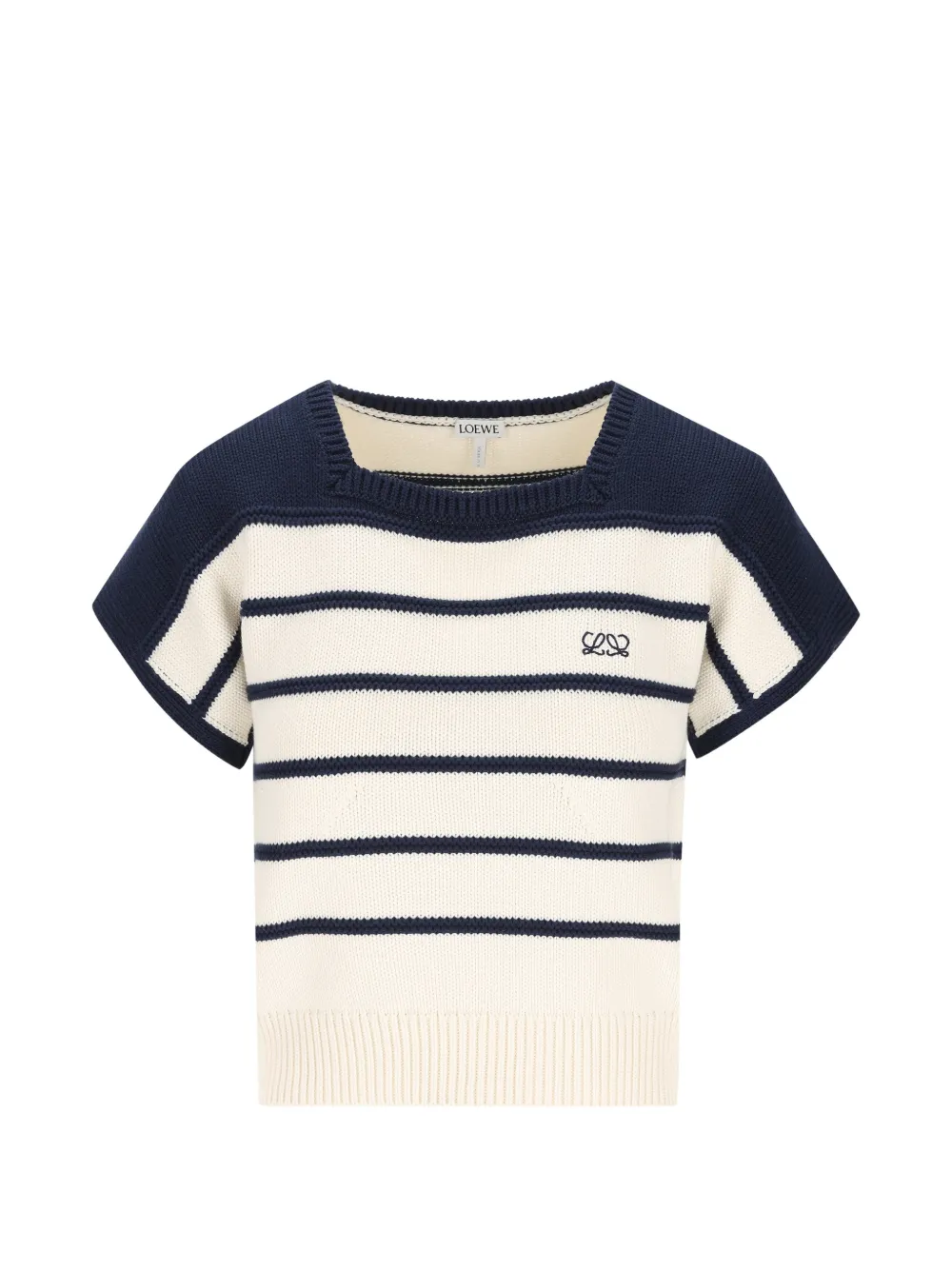 LOEWE Maglione a righe con ricamo Anagram - Bianco