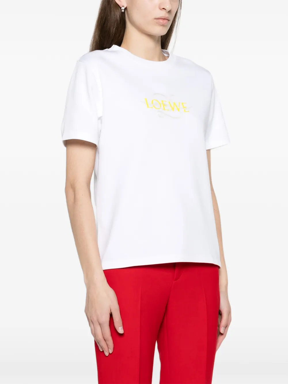 LOEWE T-shirt met geborduurd logo Wit