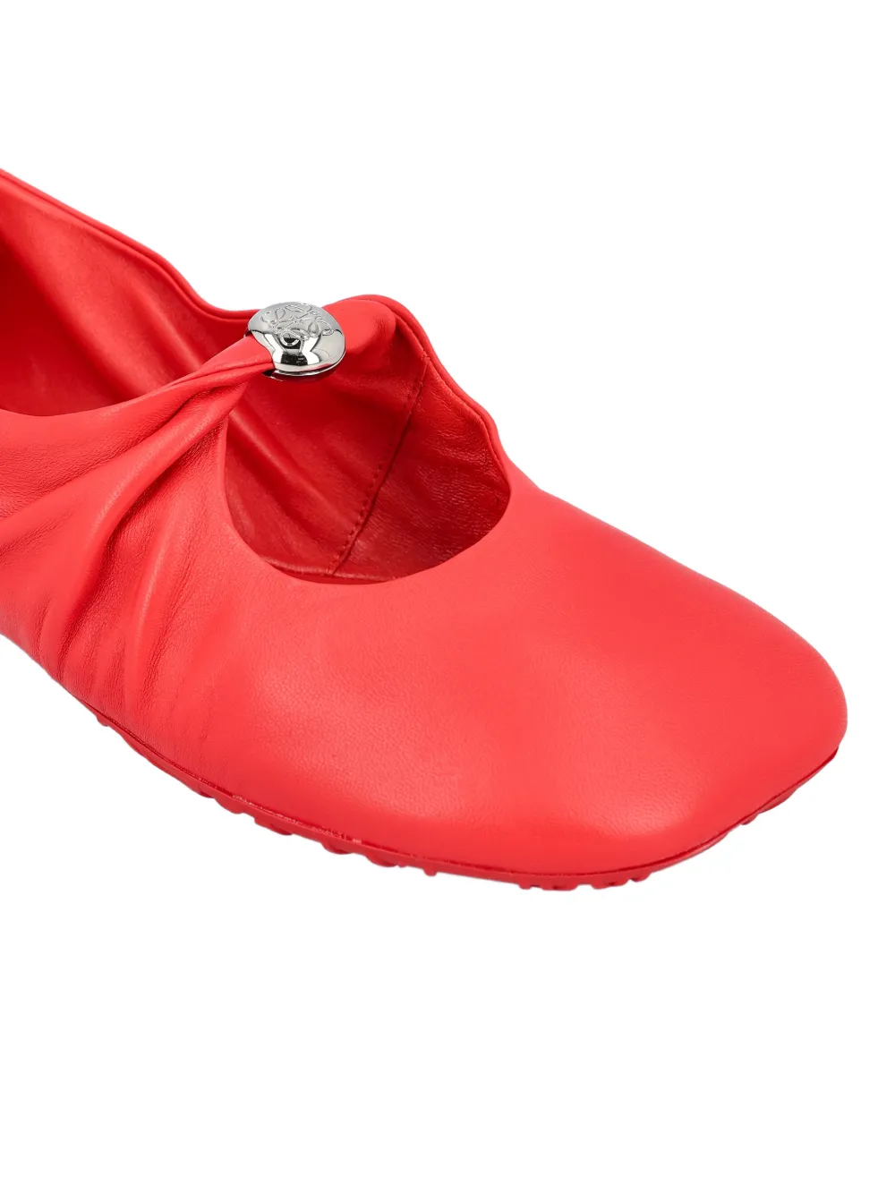 LOEWE Pebble ruched leather ballet flats Rood