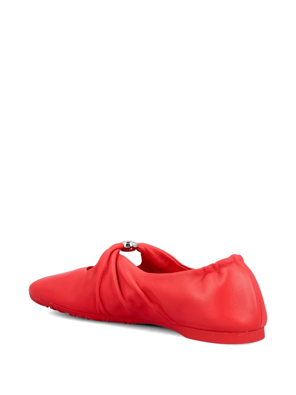 LOEWE Pebble ruched leather ballet flats Rood