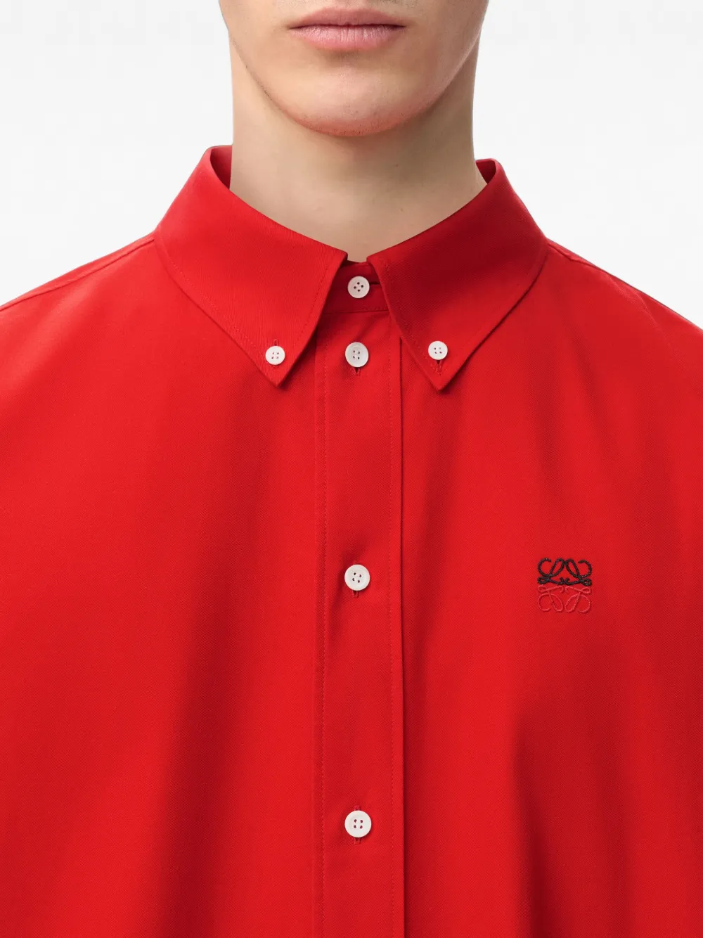 LOEWE Overhemd met geborduurd logo Rood