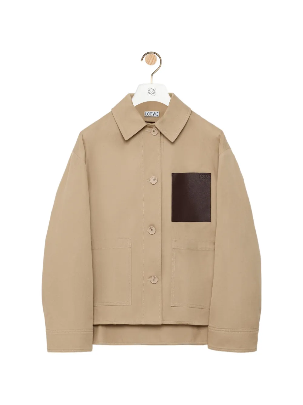 LOEWE Jack met trekkoord en leren patch Beige