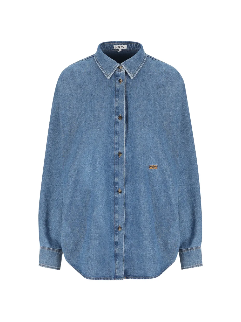 LOEWE Camicia denim con ricamo Anagram - Blu