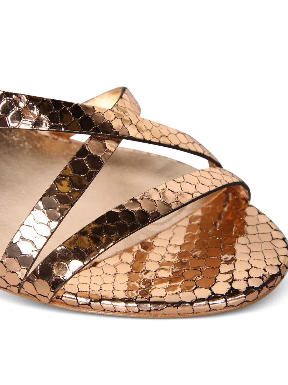 Del Carlo snakeskin-effect crossover sandals Roze