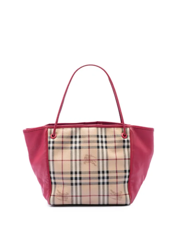 Burberry Pre-Owned 2000-2017 スモール レザートリム ヘイマーケット 