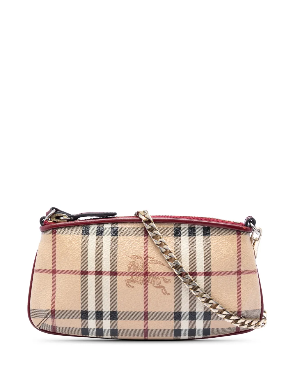 Pre-owned Burberry 2000-2017 Haymarket Check Coated Canvas Clara Pochette Shoulder Bag In Neutral