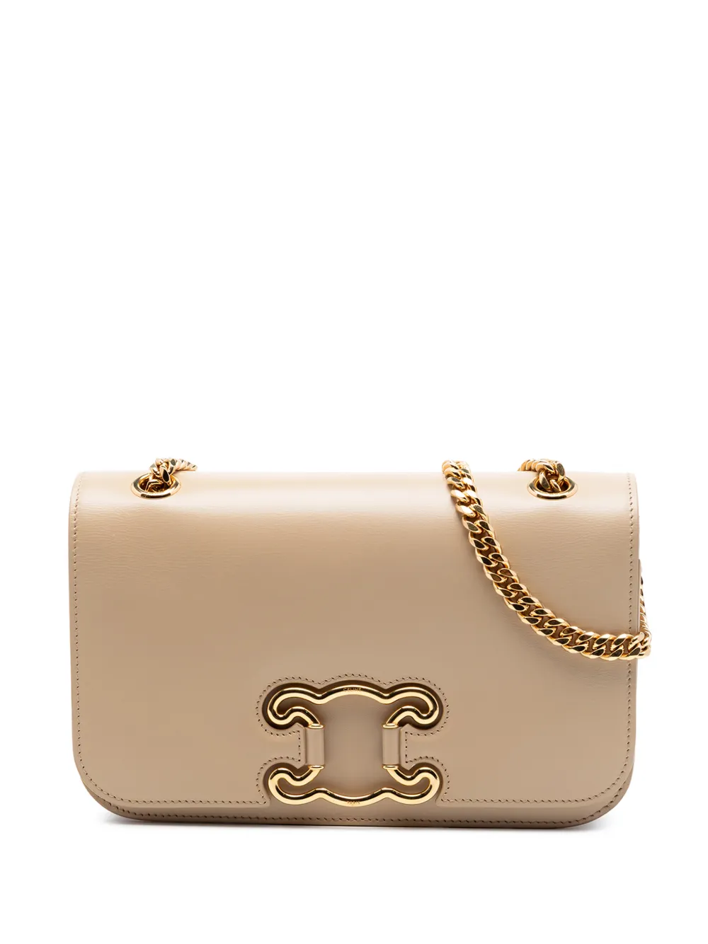 Celine Pre-Owned 2022 Medium Calfskin Triomphe Frame crossbody bag - Neutrals