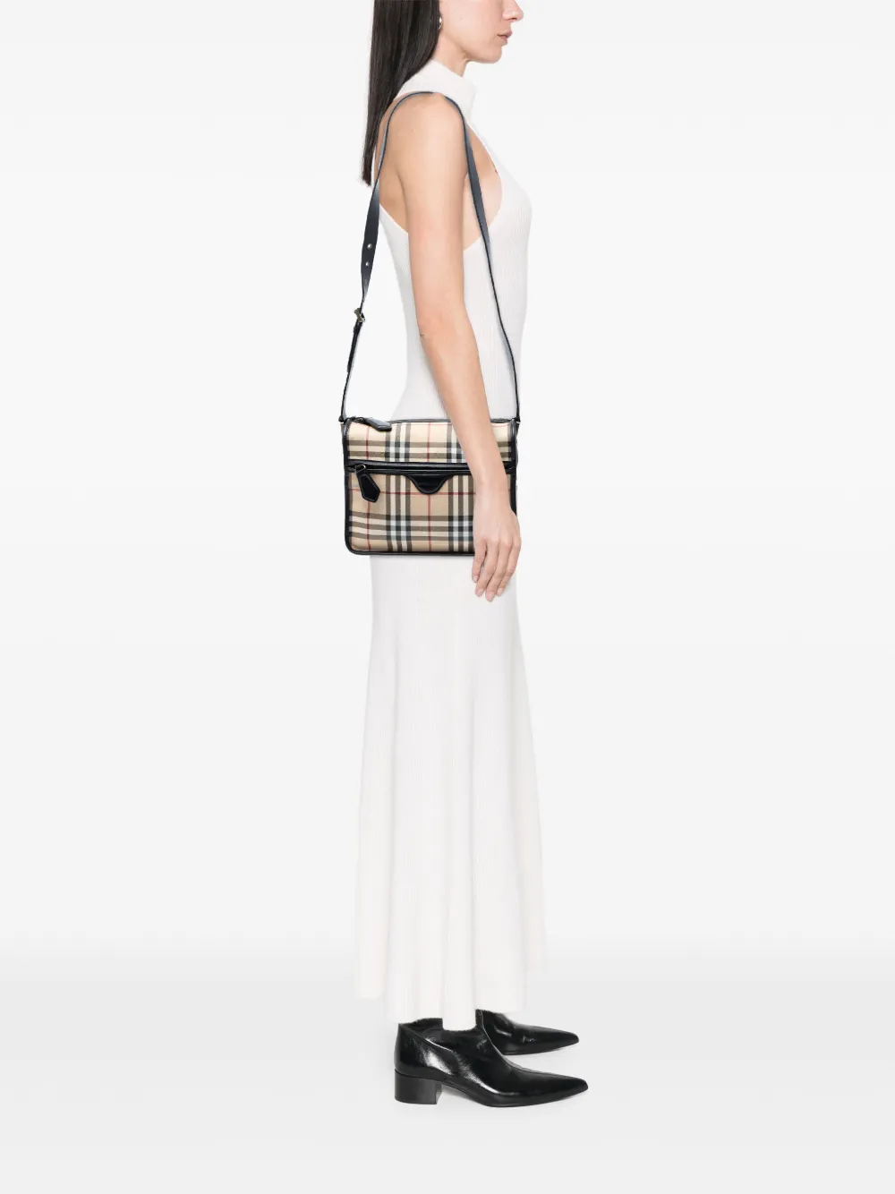  Burberry Pre-owned Borsa A Tracolla In Tela Cerata Con Motivo House Check In Tela 2000-2017 - Toni Neutri 