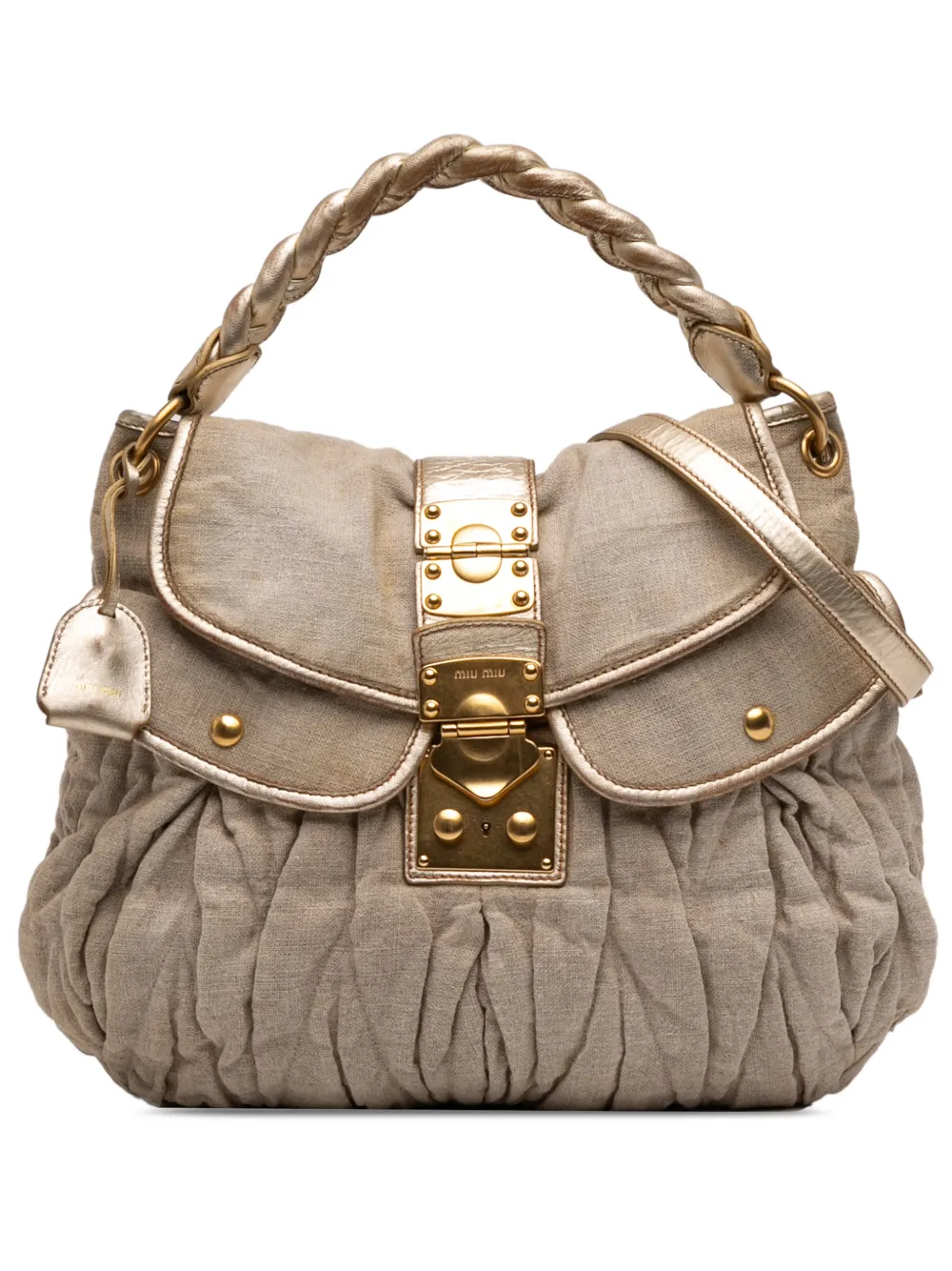 Miu Miu Pre-Owned 2010-2026 Matelasse Canvas Coffer satchel - Toni neutri