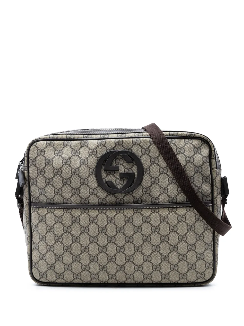 Pre-owned Gucci 2016-2026 Gg Supreme Interlocking G Crossbody Bag In Neutral