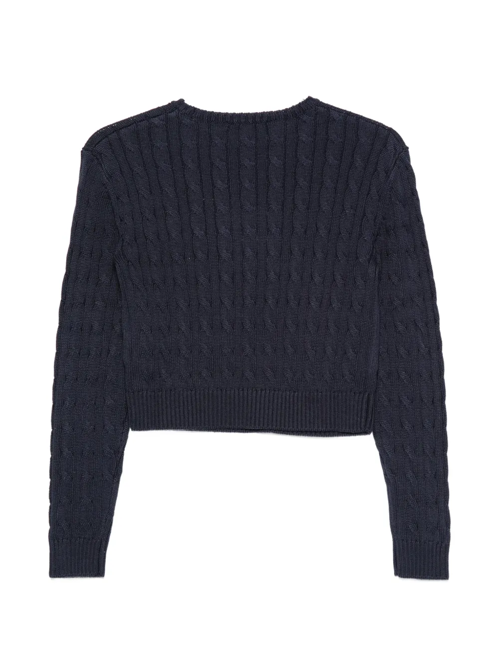 Sporty & Rich Isao kabelgebreide trui met geborduurd logo Blauw