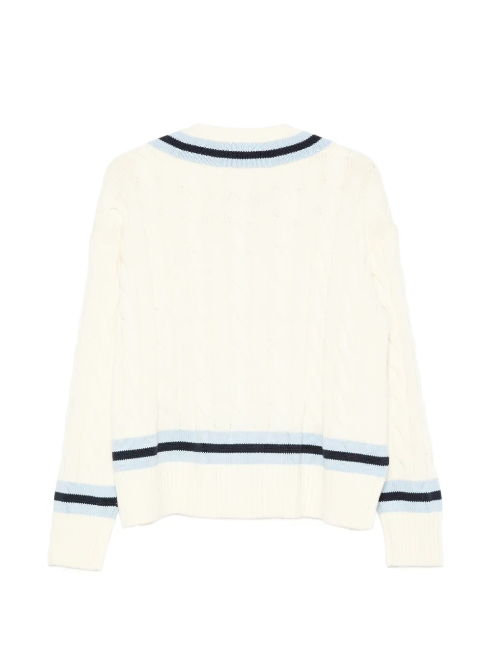 Sporty & Rich Idora kabelgebreide trui met V-hals Beige