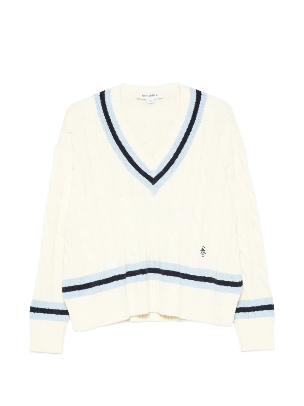 Sporty & Rich Idora cable-knit V-neck sweater - Toni neutri