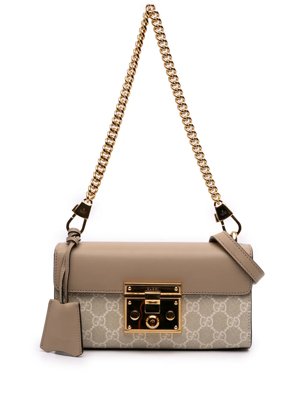Gucci Pre-Owned 2016-2026 MIni GG Supreme Padlock satchel - Toni neutri