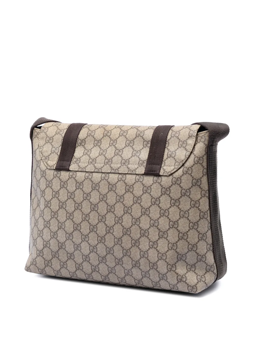  Gucci Pre-owned 2000-2015 Large Gg Supreme Double Buckle Flap Messenger Bag Crossbody Bag - Tons Neutres 
