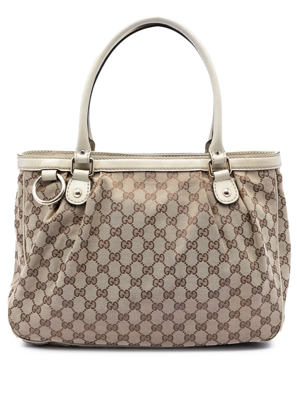 Pre-owned Gucci 2016-2026 Gg Canvas Sukey Tote Bag In Neutral