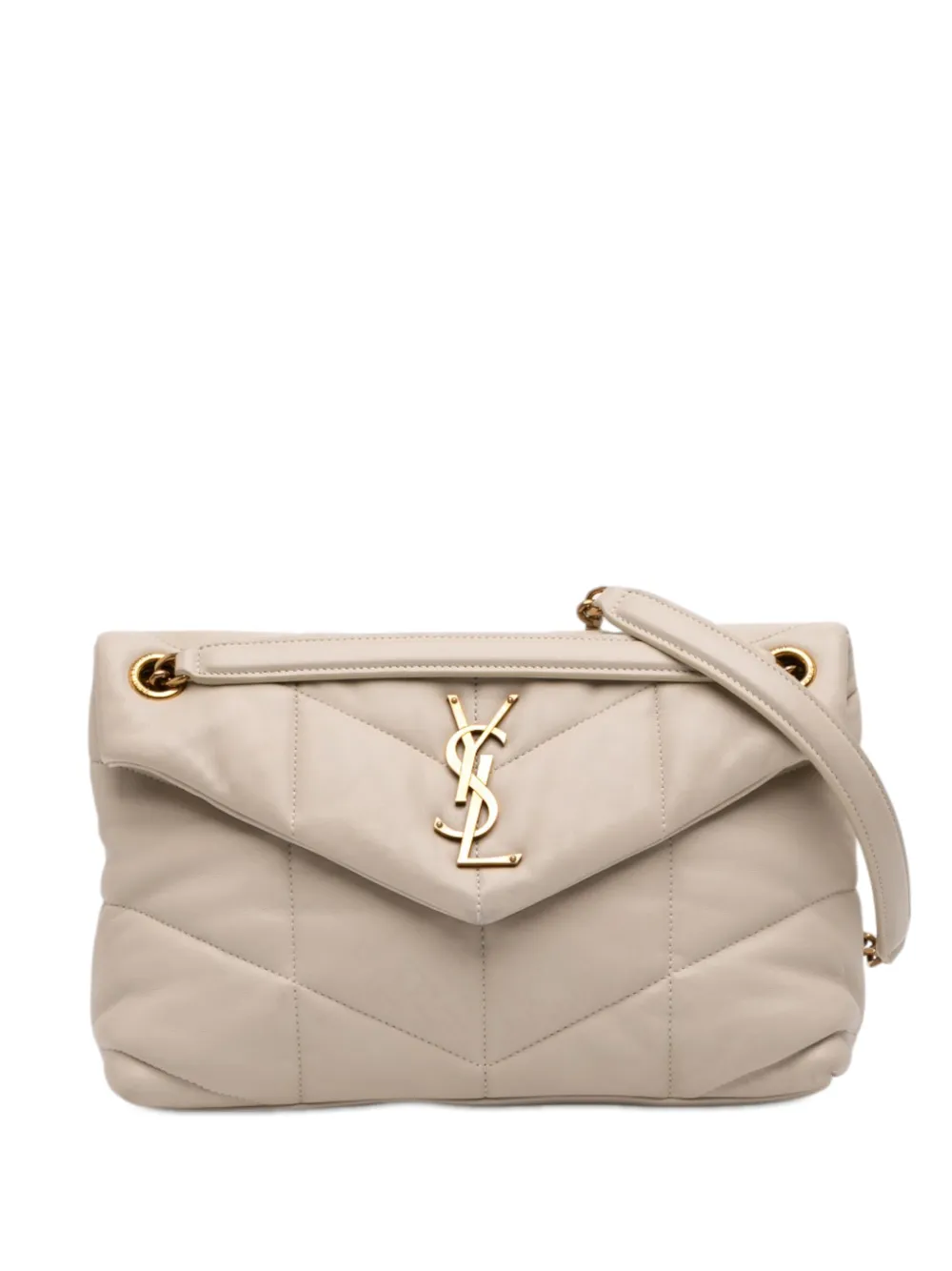 Saint Laurent Pre-Owned 2023 Small Matelasse Lambskin Monogram LouLou Puffer shoulder bag - Neutrals