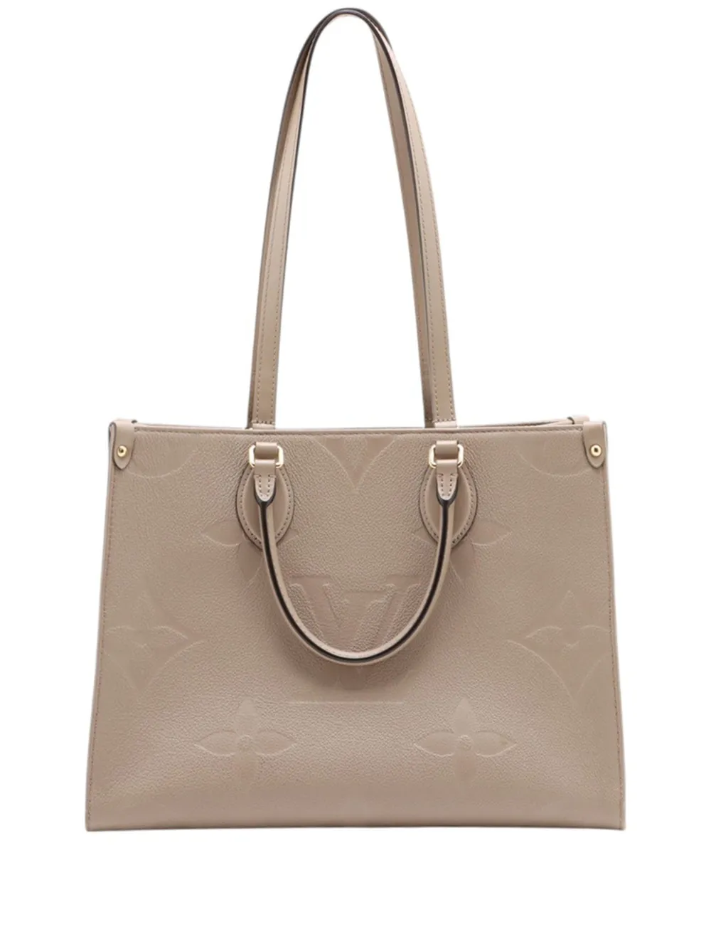Pre-owned Louis Vuitton 2021-2026 Monogram Empreinte Onthego Mm Satchel In Neutral