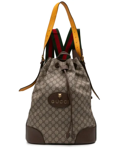 Gucci Pre-Owned 2016-2026 GG Supreme Web Neo Vintage Drawstring Bucket Bag satchel