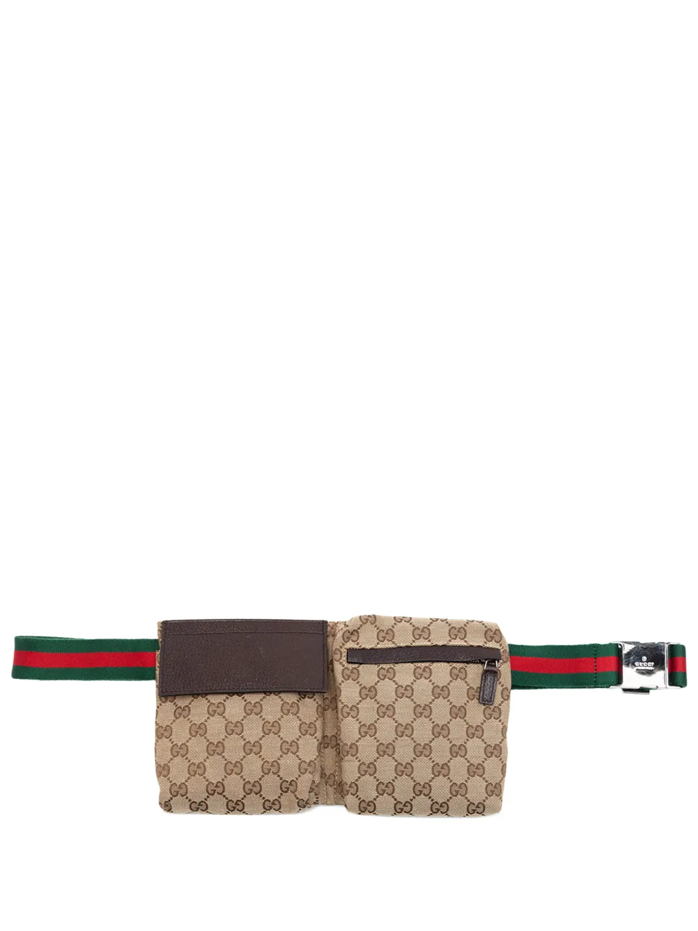 Gucci Pre-Owned 2016-2026 GG Canvas Web Double Pocket belt bag - Toni neutri