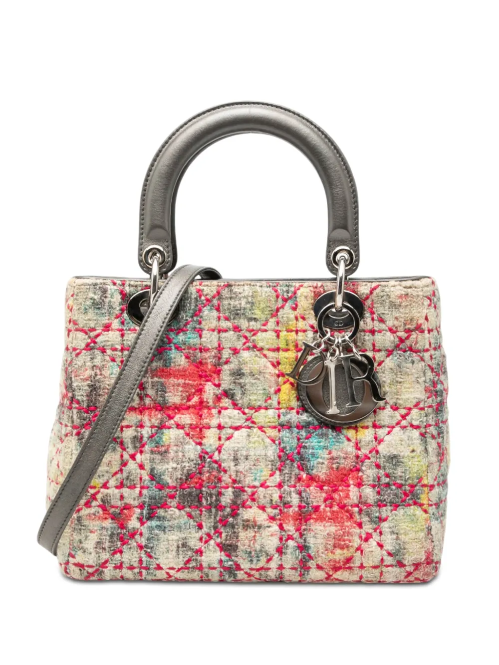 Christian Dior Pre-Owned 2011 Medium Multicolor Tweed Cannage Lady Dior satchel - Neutrals