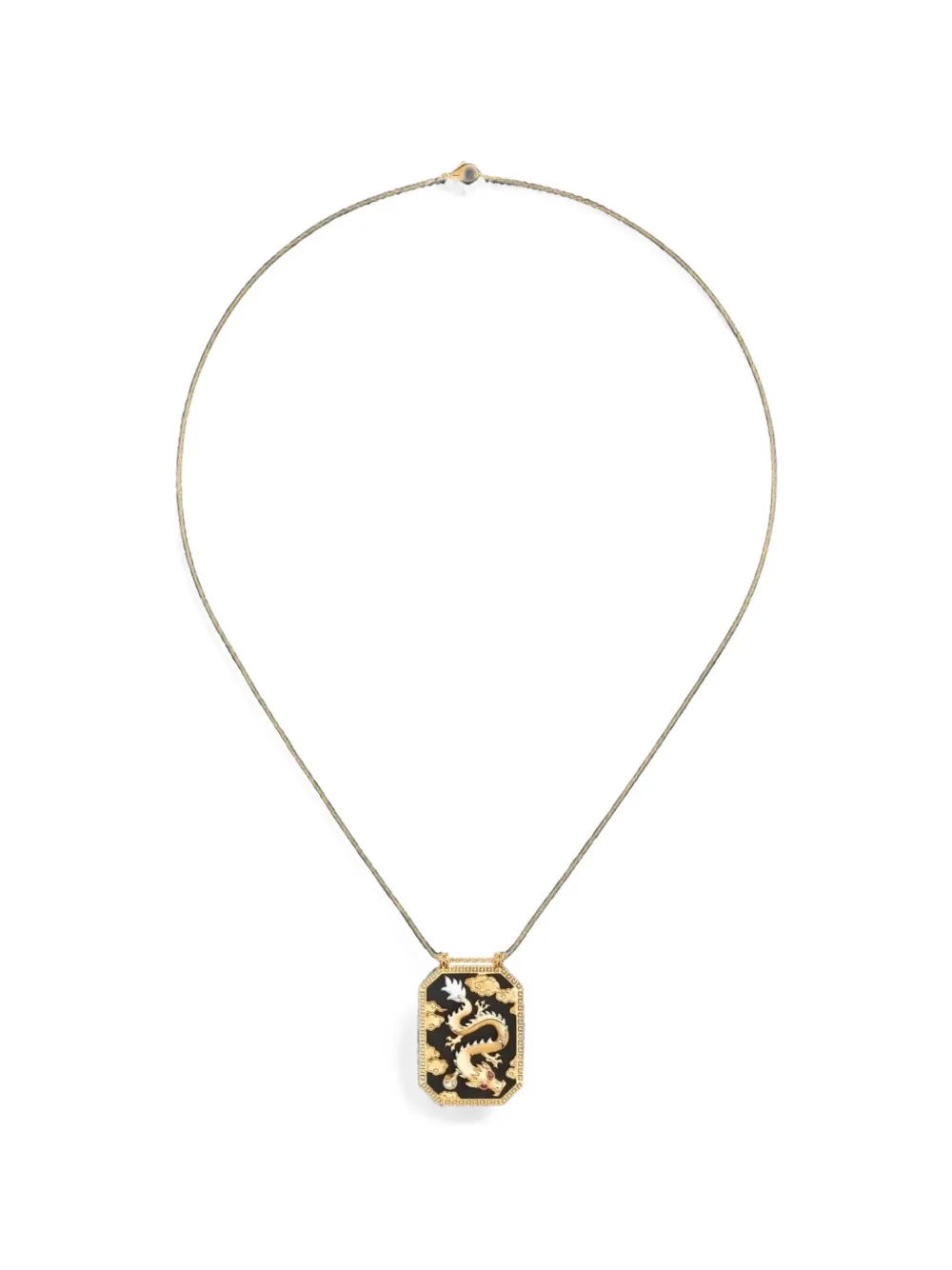 Marie Lichtenberg Scapular ruby and pearl dragon necklace