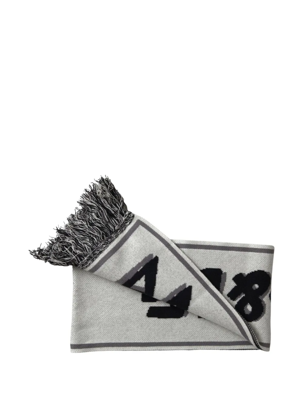 Dolce & Gabbana Sciarpa con frange e logo a intarsio - Grigio