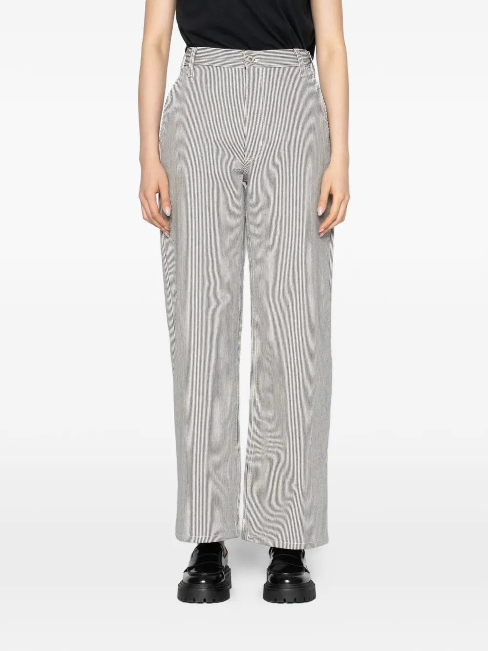 Naked and Famous Maudie organic hickory-stripe jeans - Bianco