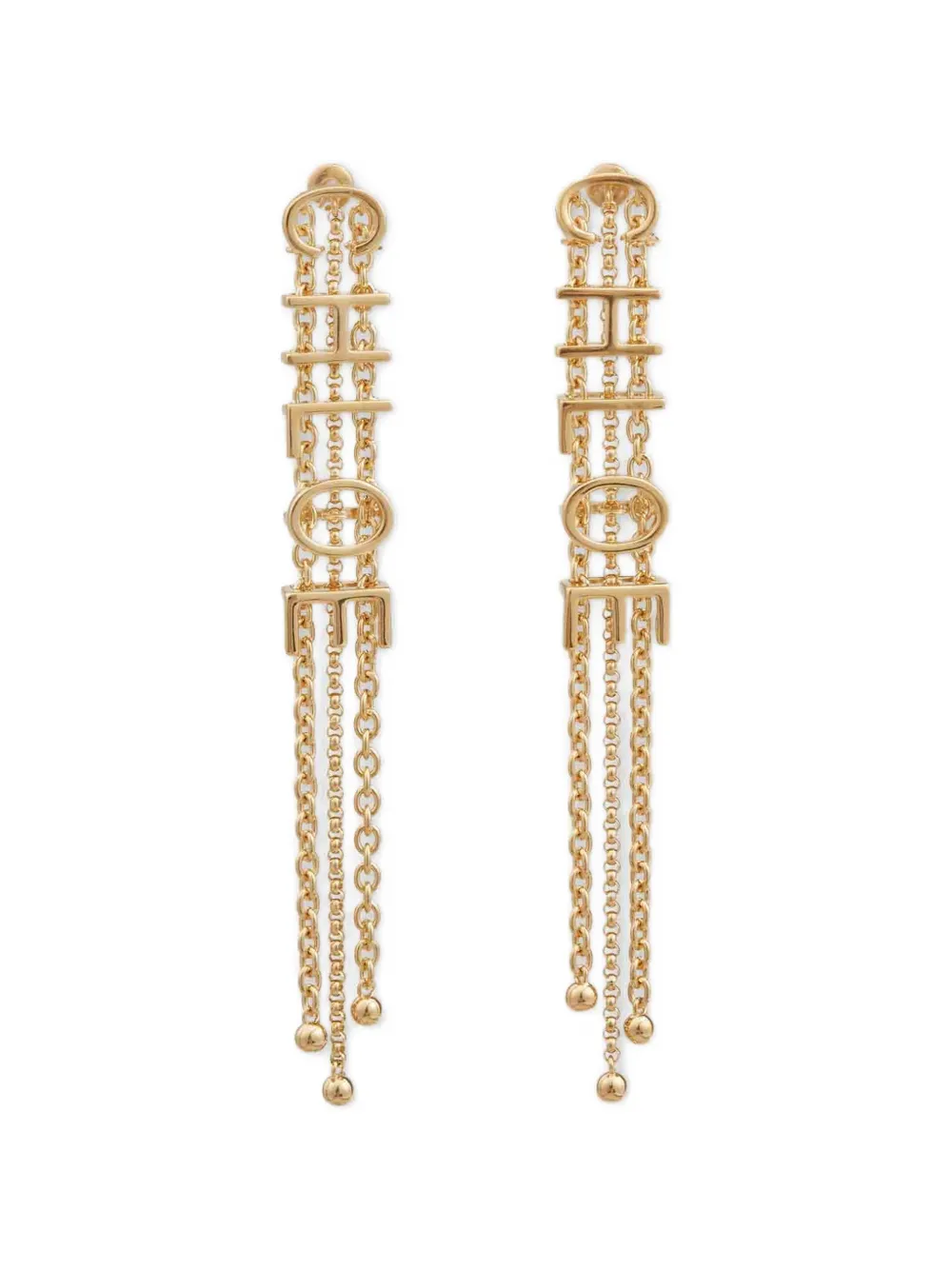 Chloé logo-lettering chain-link earrings - Oro