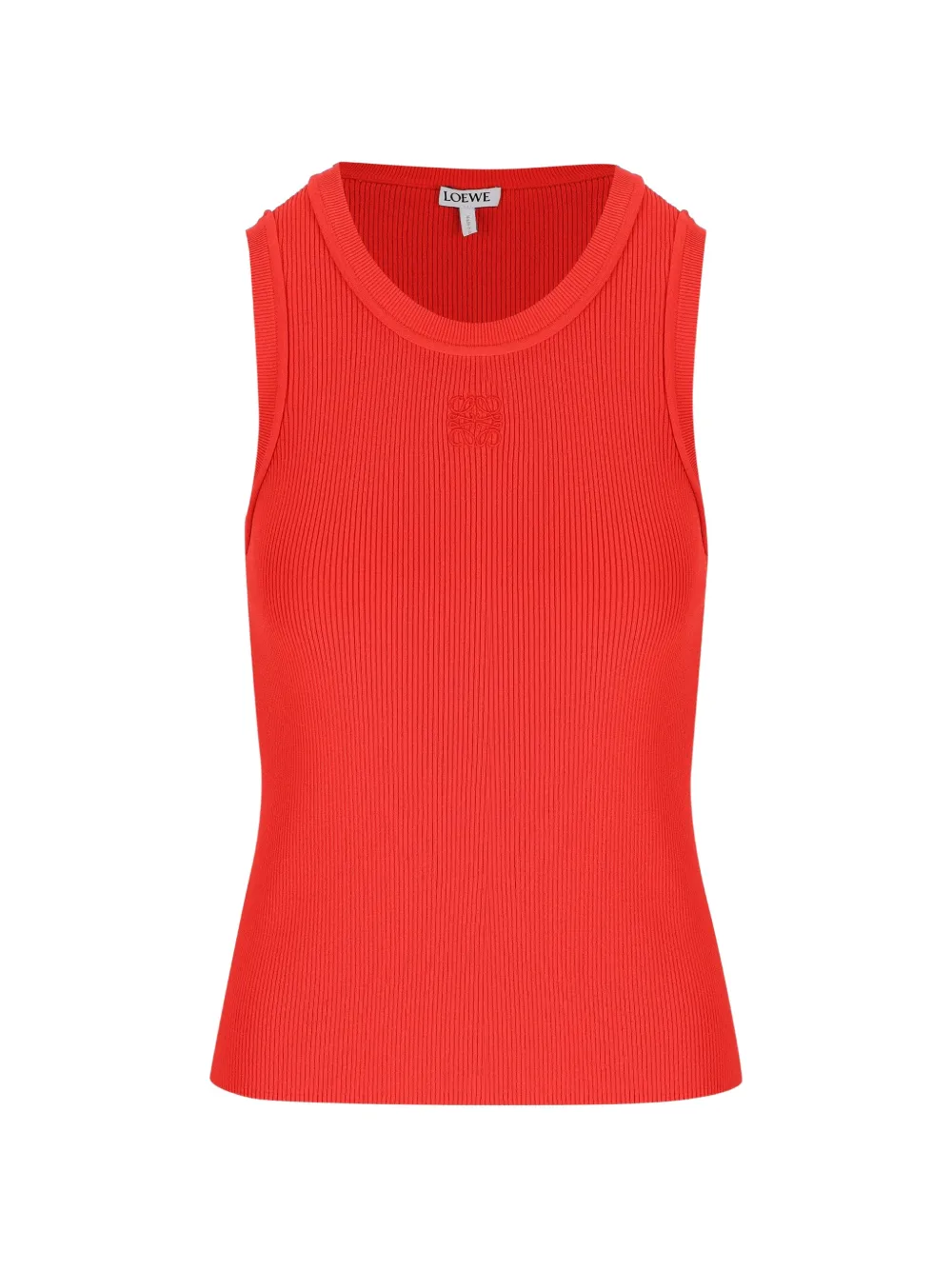 Loewe Logo-embroidered Ribbed Tank Top In Red