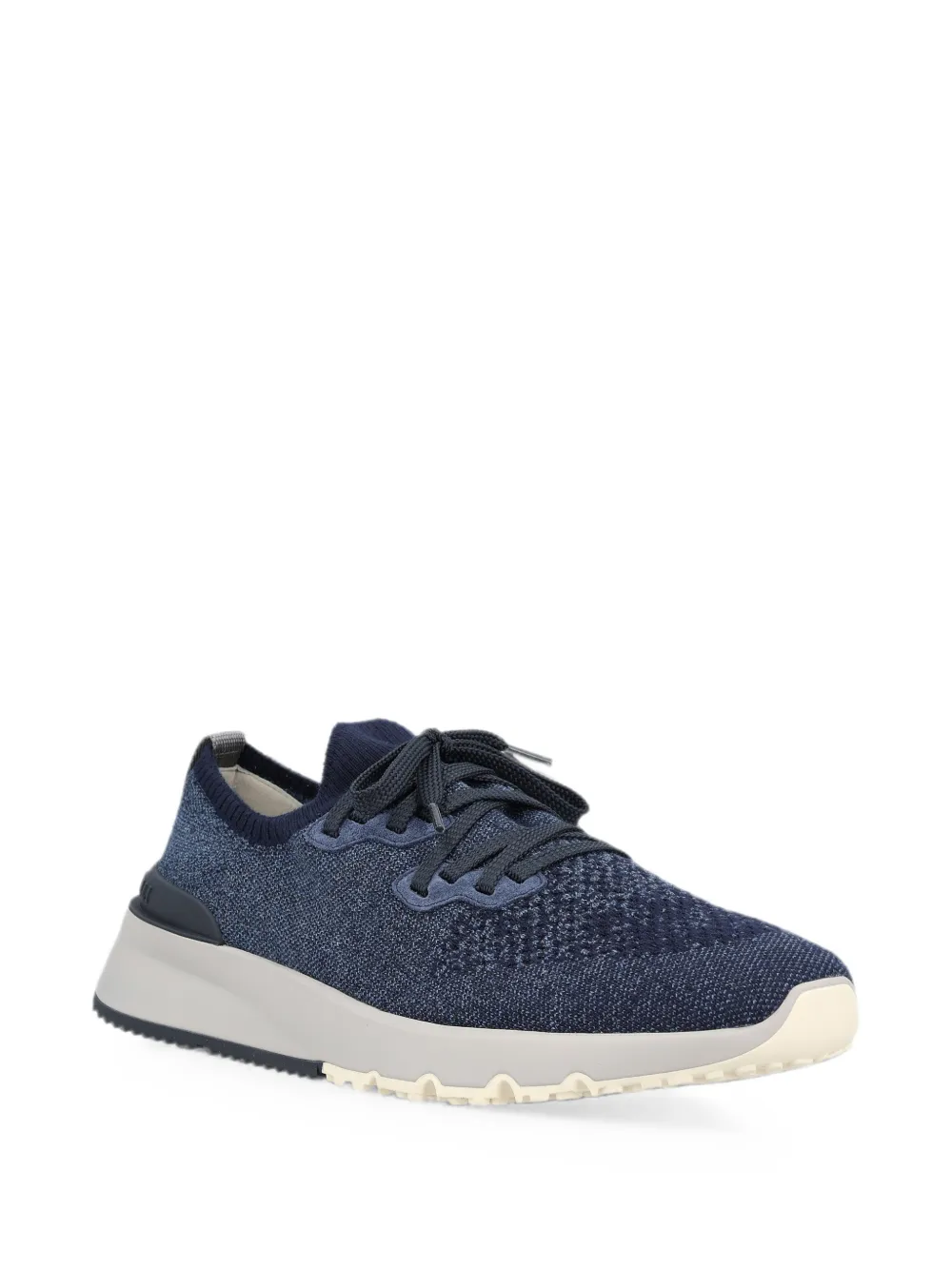 Brunello Cucinelli knit lace-up sneakers Blauw