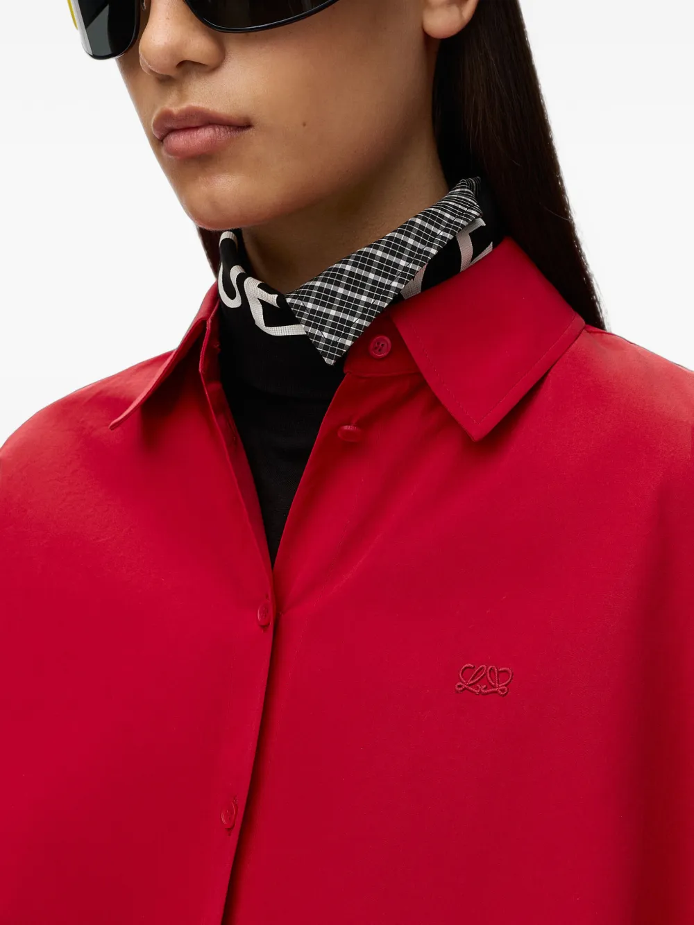 LOEWE Short-sleeve Trapeze Shirt in Cotton in Red, view 4