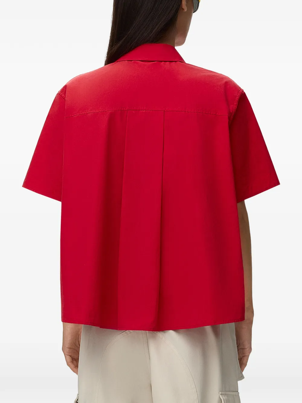 LOEWE Short-sleeve Trapeze Shirt in Cotton in Red, view 3