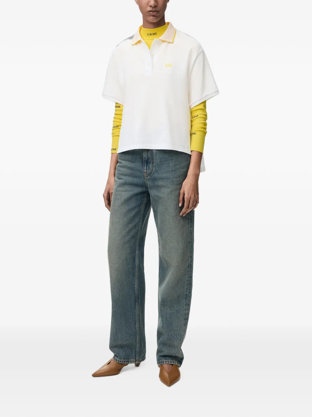 LOEWE Poloshirt met anagram borduurwerk Wit