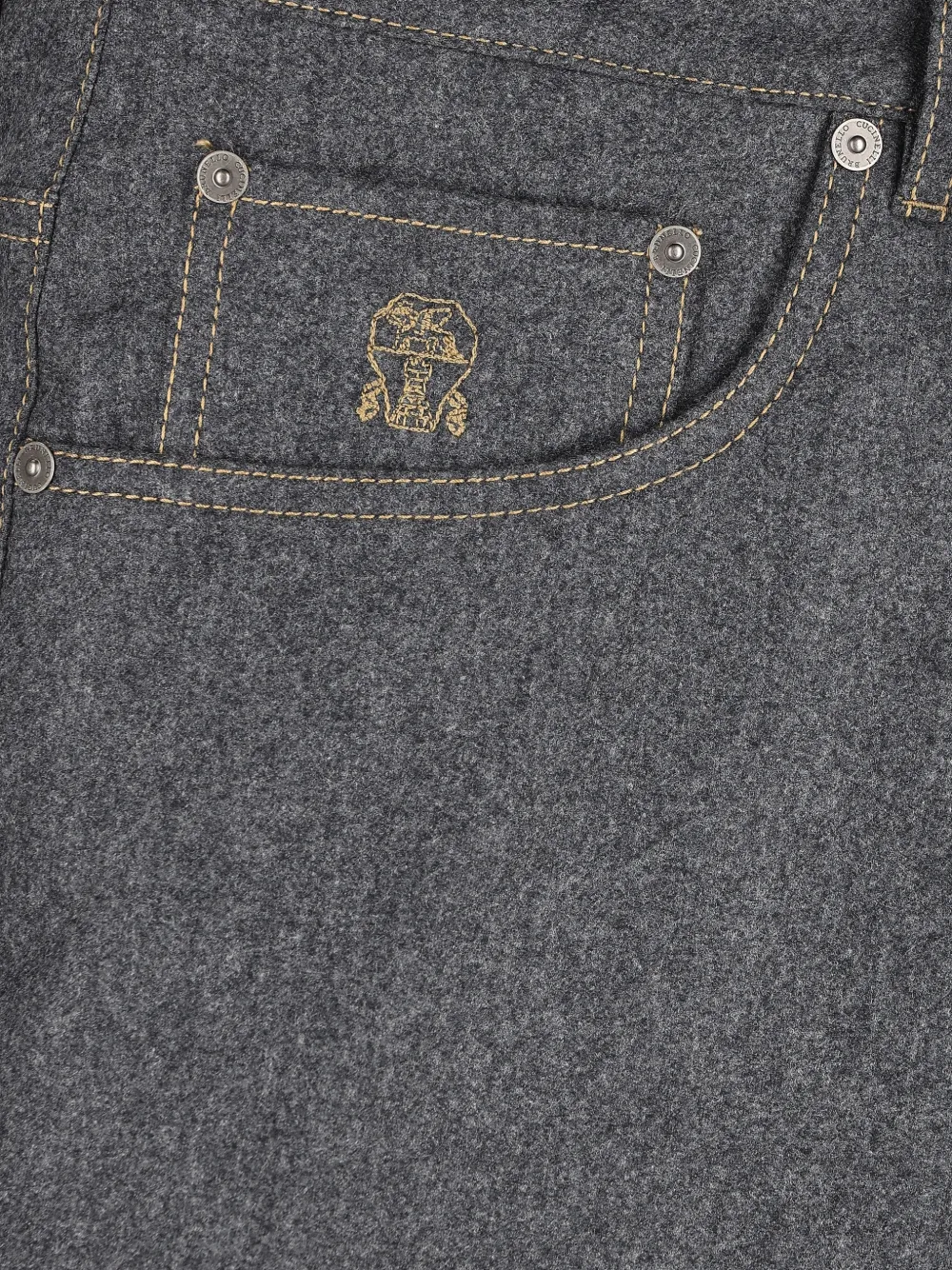 Brunello Cucinelli Broek met geborduurd logo Grijs