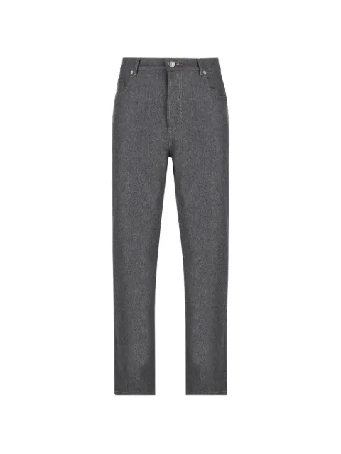 Brunello Cucinelli embroidered-logo straight-leg trousers