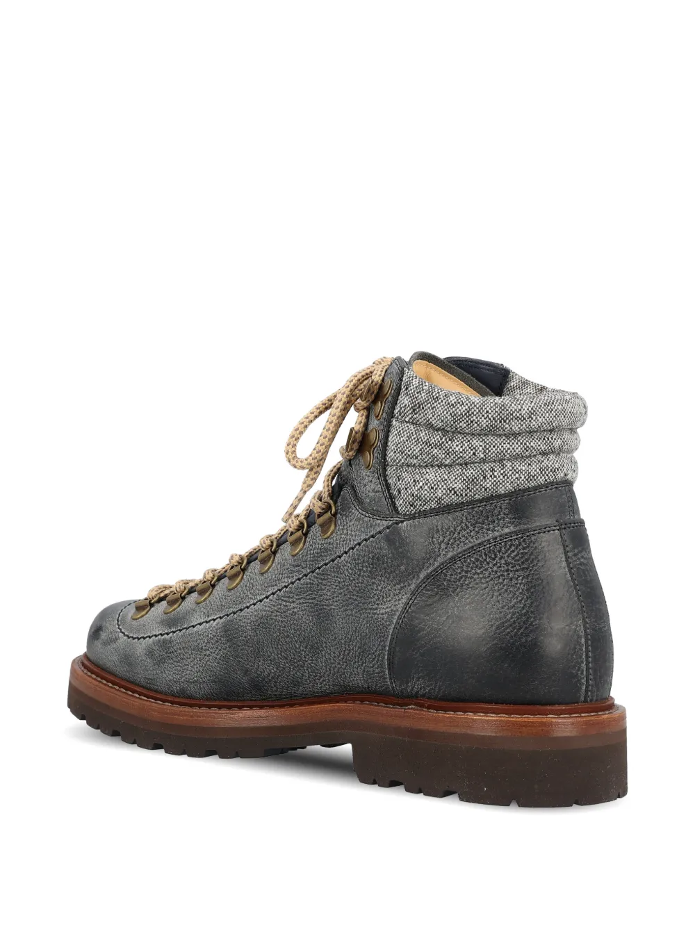 Brunello Cucinelli leather panelled boots Blauw