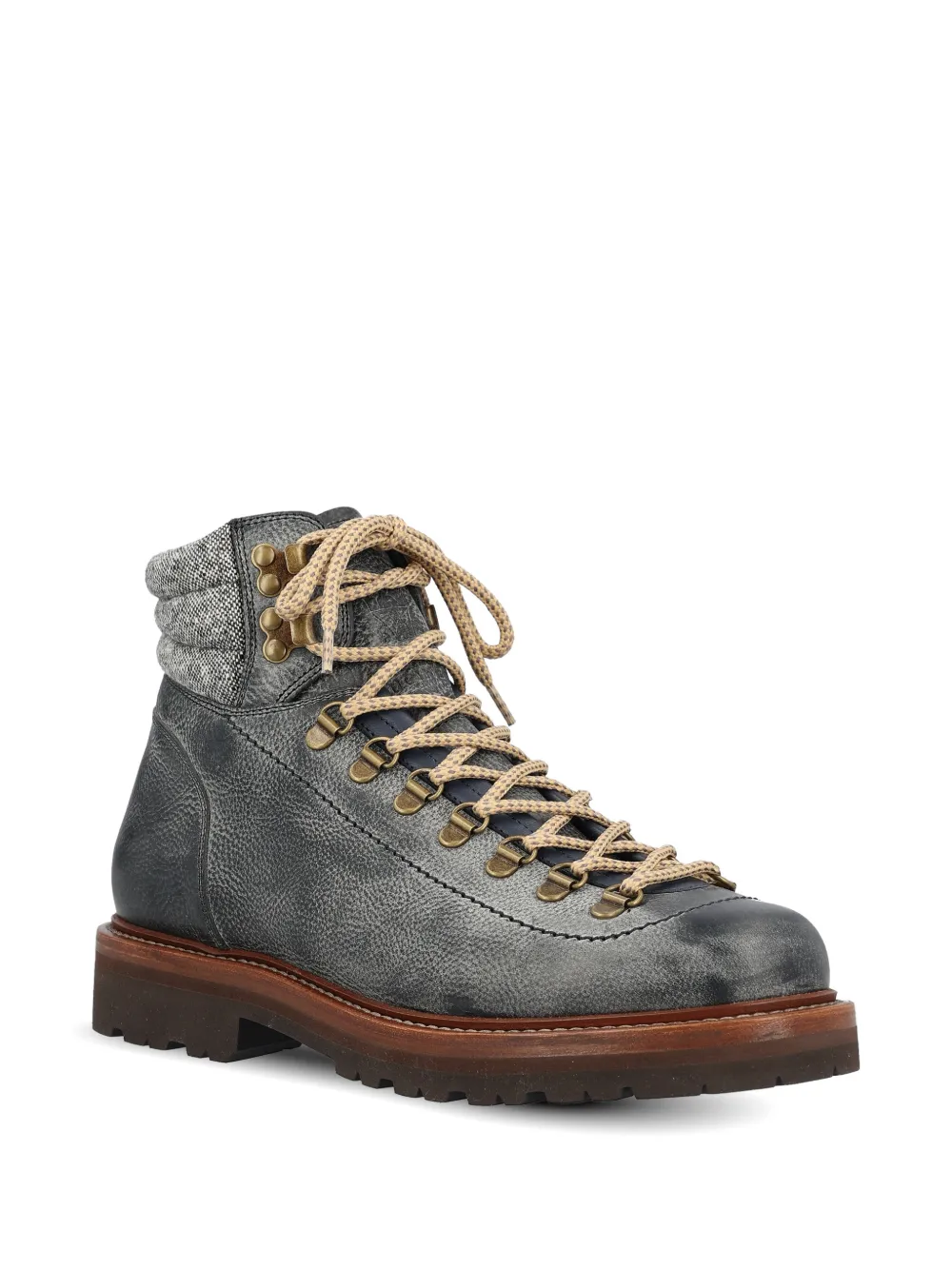 Brunello Cucinelli leather panelled boots Blauw