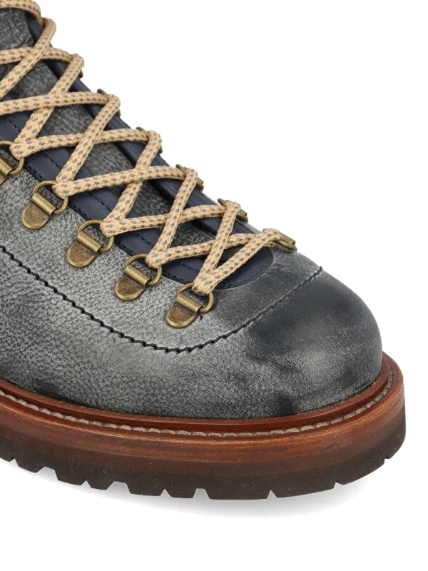 Brunello Cucinelli Leather Panelled Boots | Blue | FARFETCH